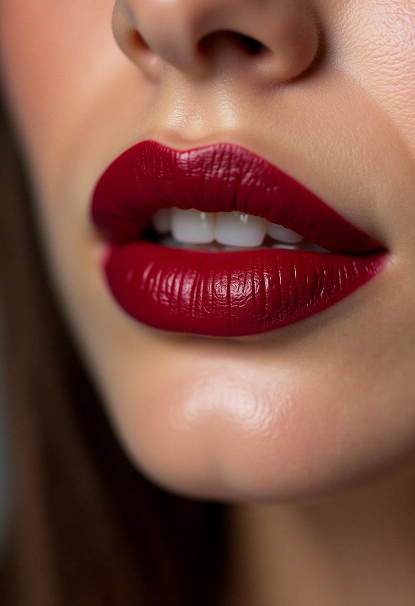 makeup lips red dark