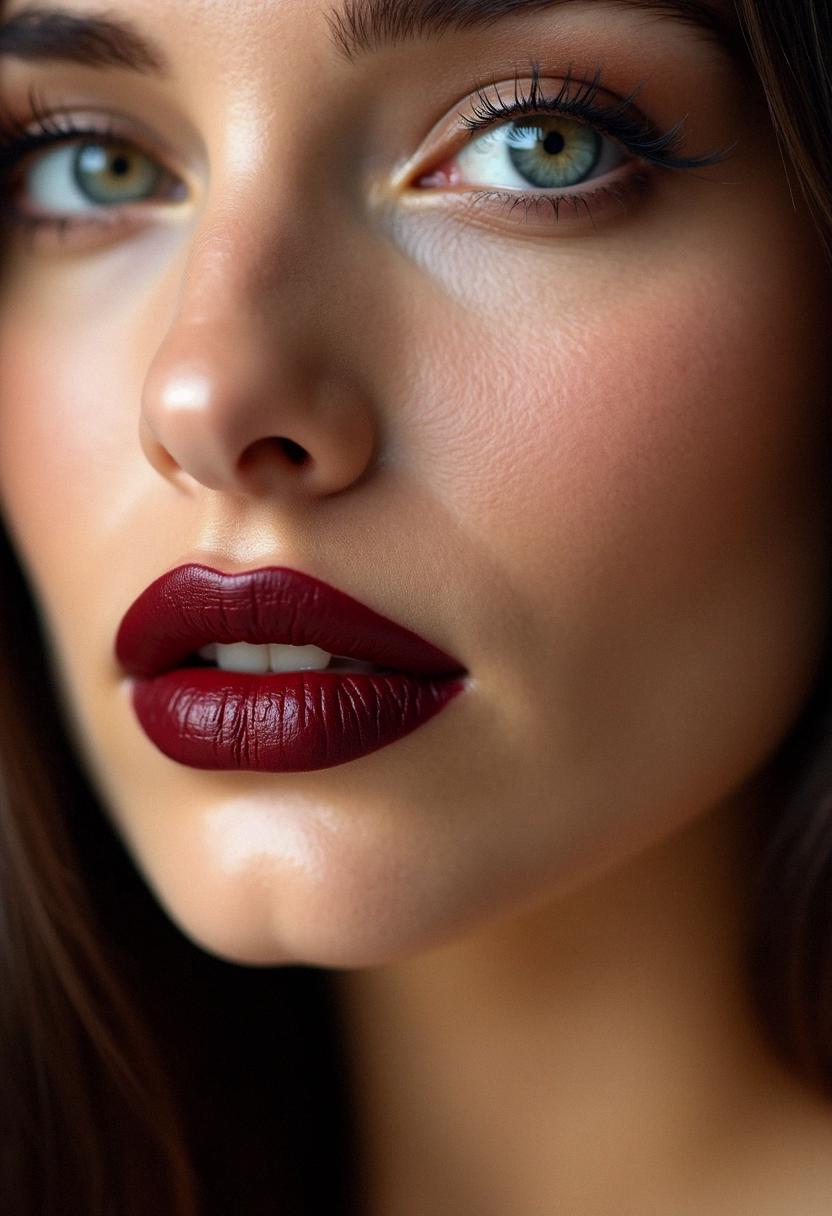 makeup lips red dark