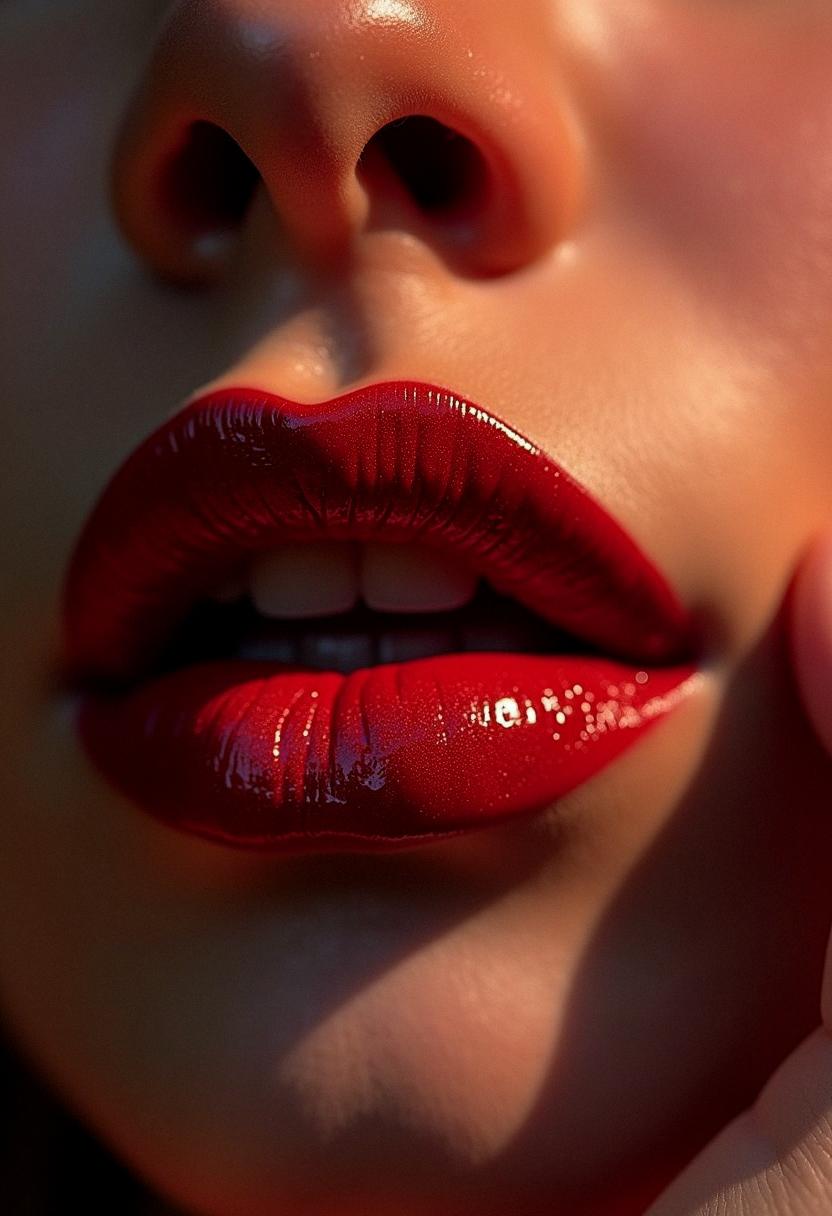 makeup lips red dark