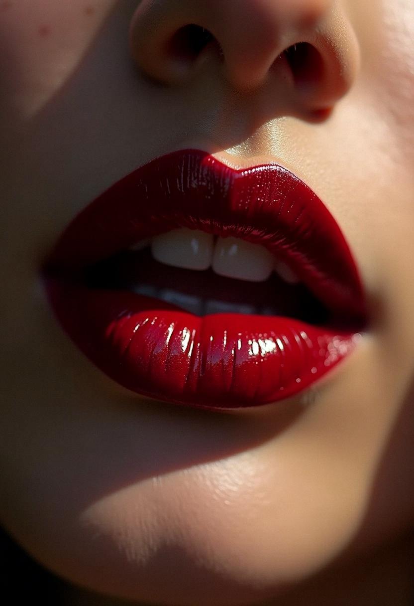 makeup lips red dark