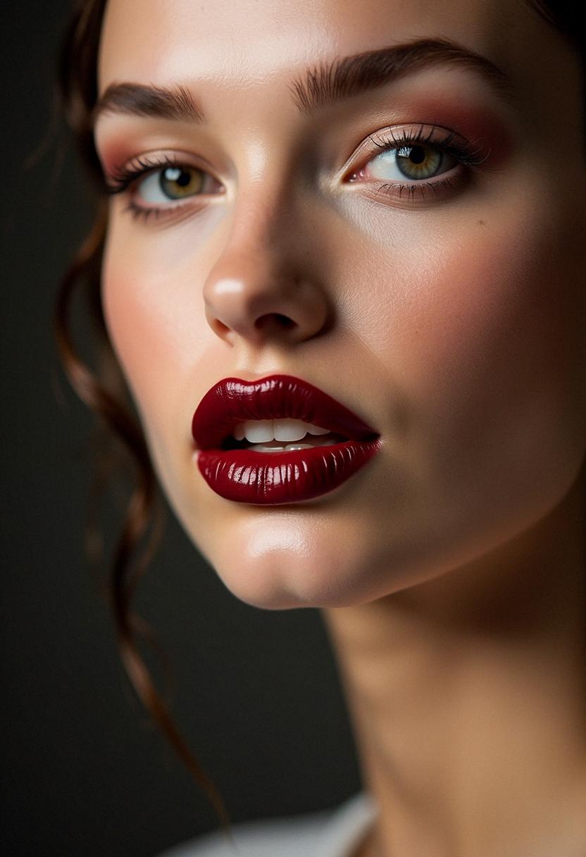 makeup lips red dark