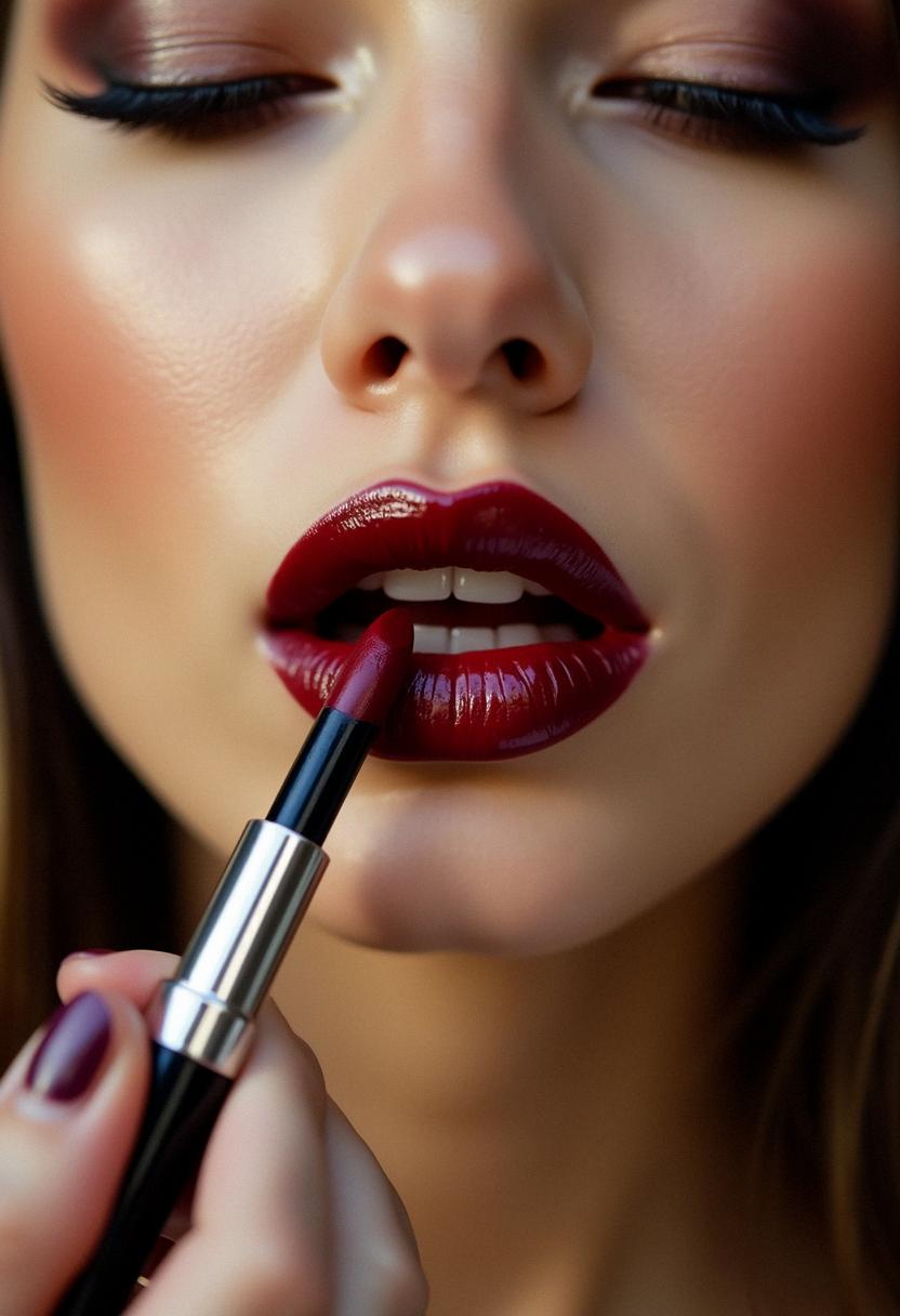 makeup lips red dark