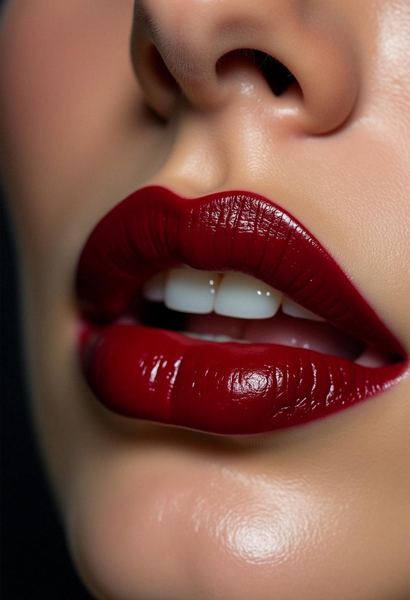 makeup lips red dark