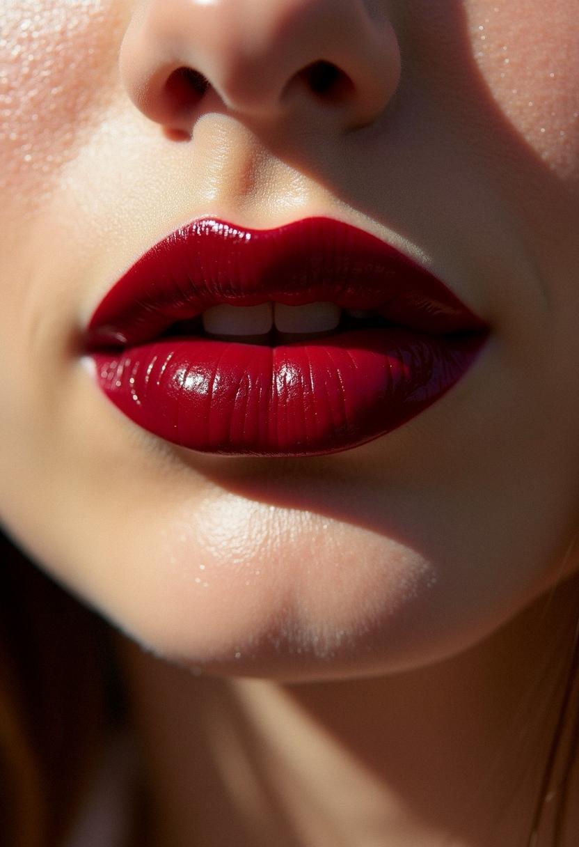 makeup lips red dark