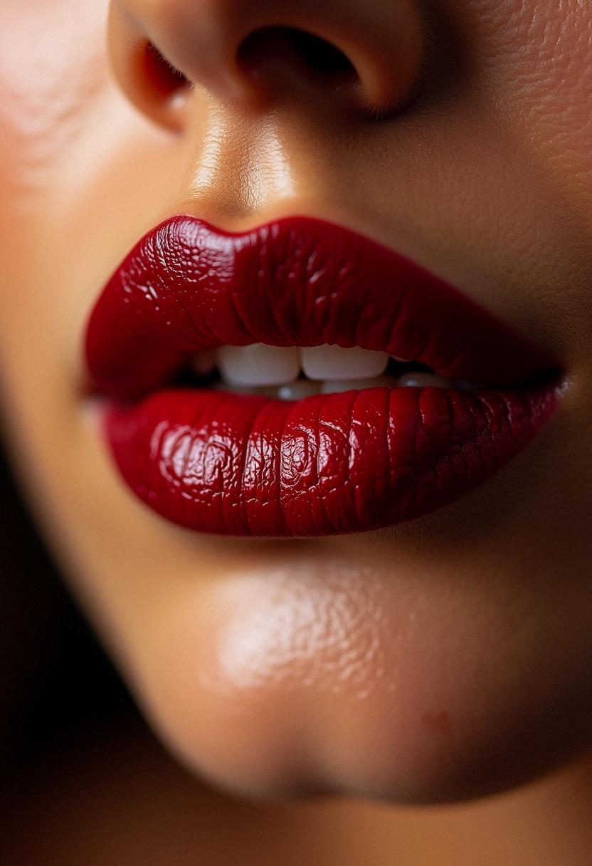 makeup lips red dark