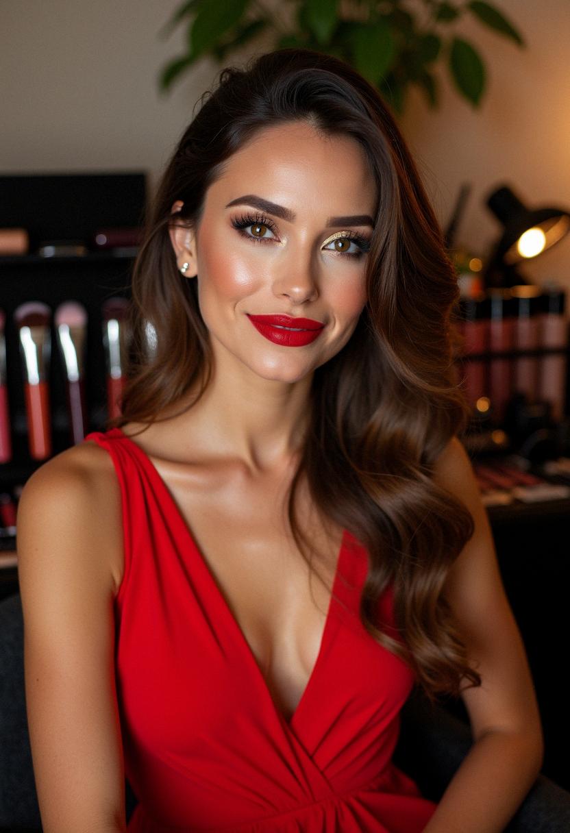 makeup looks for red dress