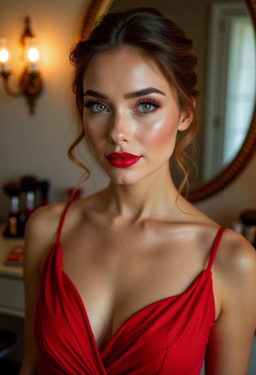 makeup looks for red dress