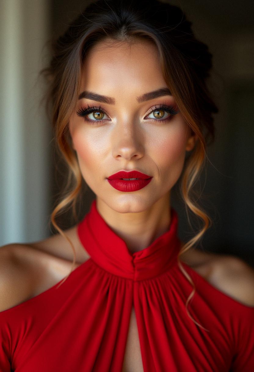 makeup looks for red dress