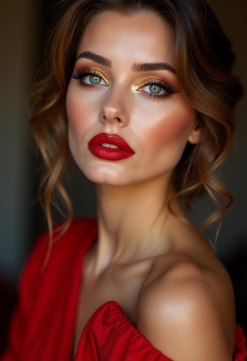 makeup looks for red dress