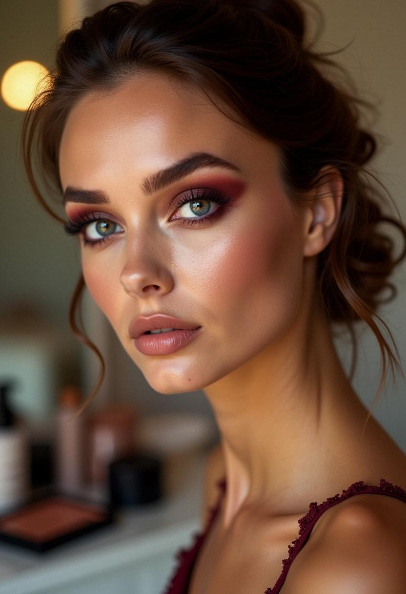 maroon smokey eye