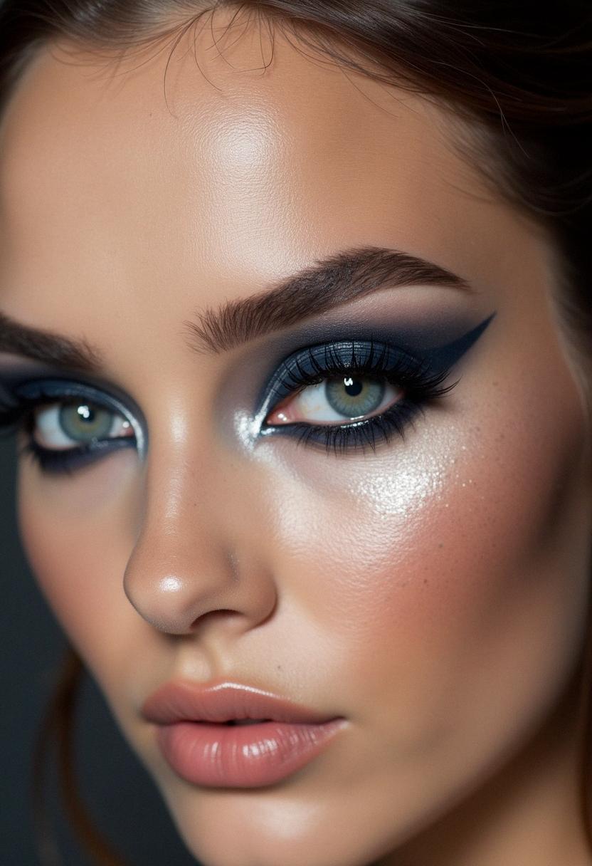 navy blue smokey eye