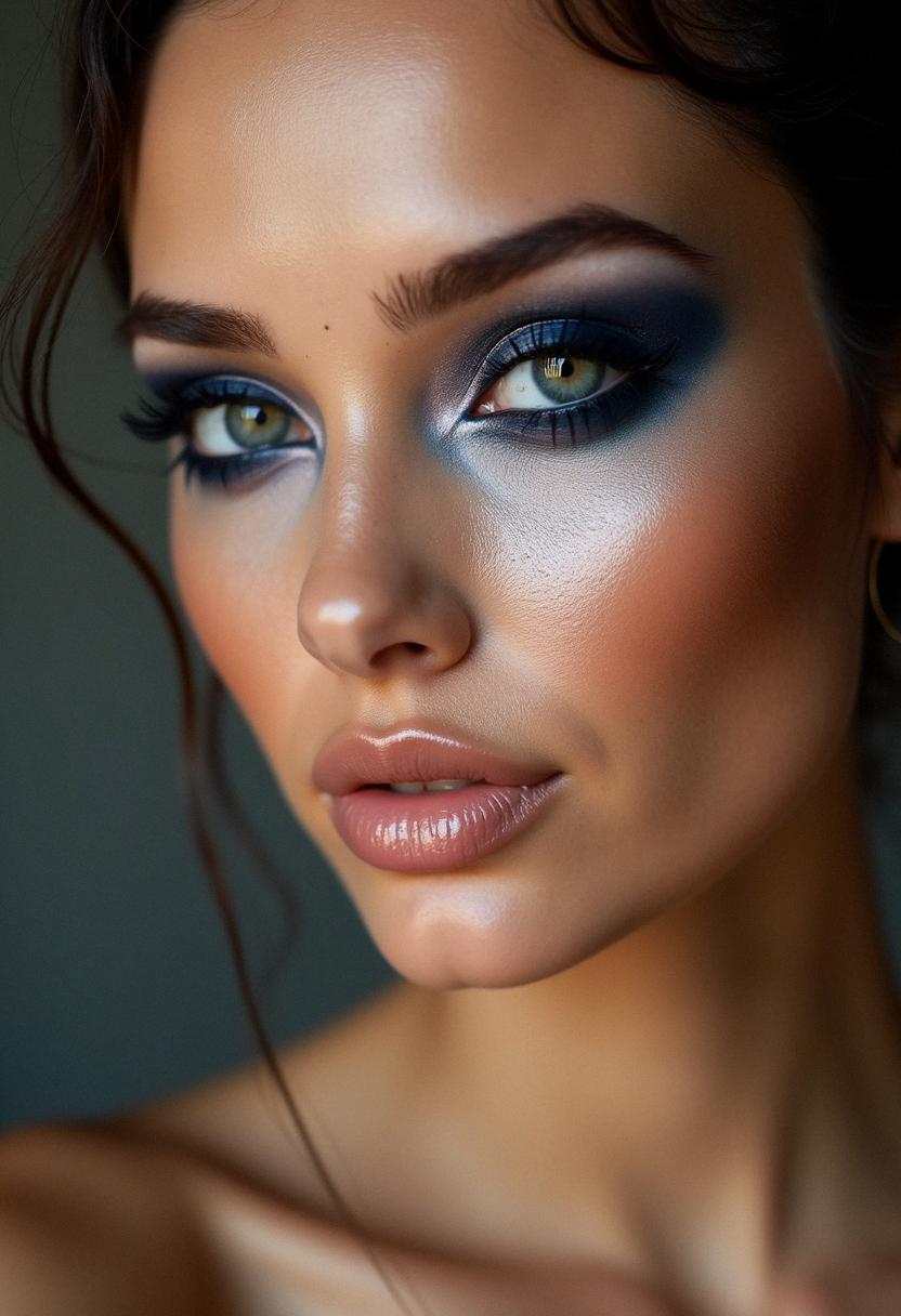 navy blue smokey eye
