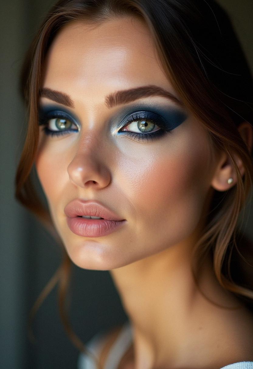 navy blue smokey eye