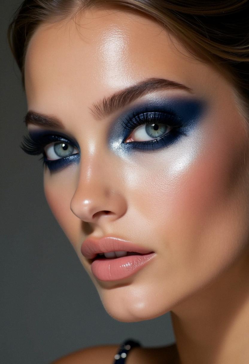 navy blue smokey eye