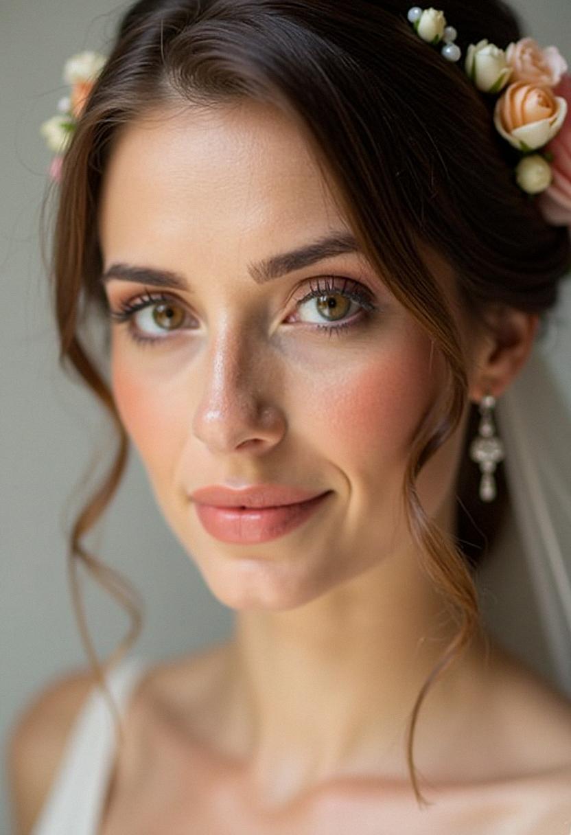 peach wedding makeup bride