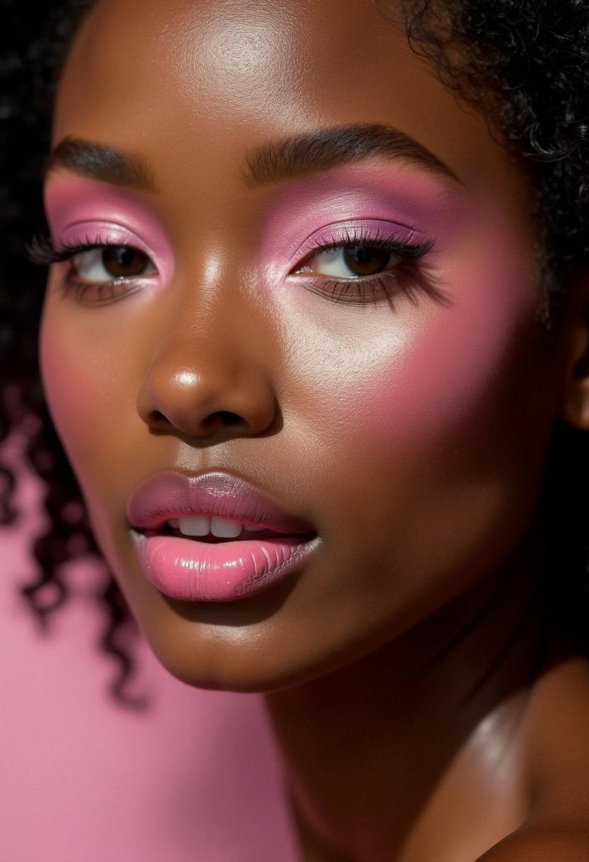 pink makeup dark skin
