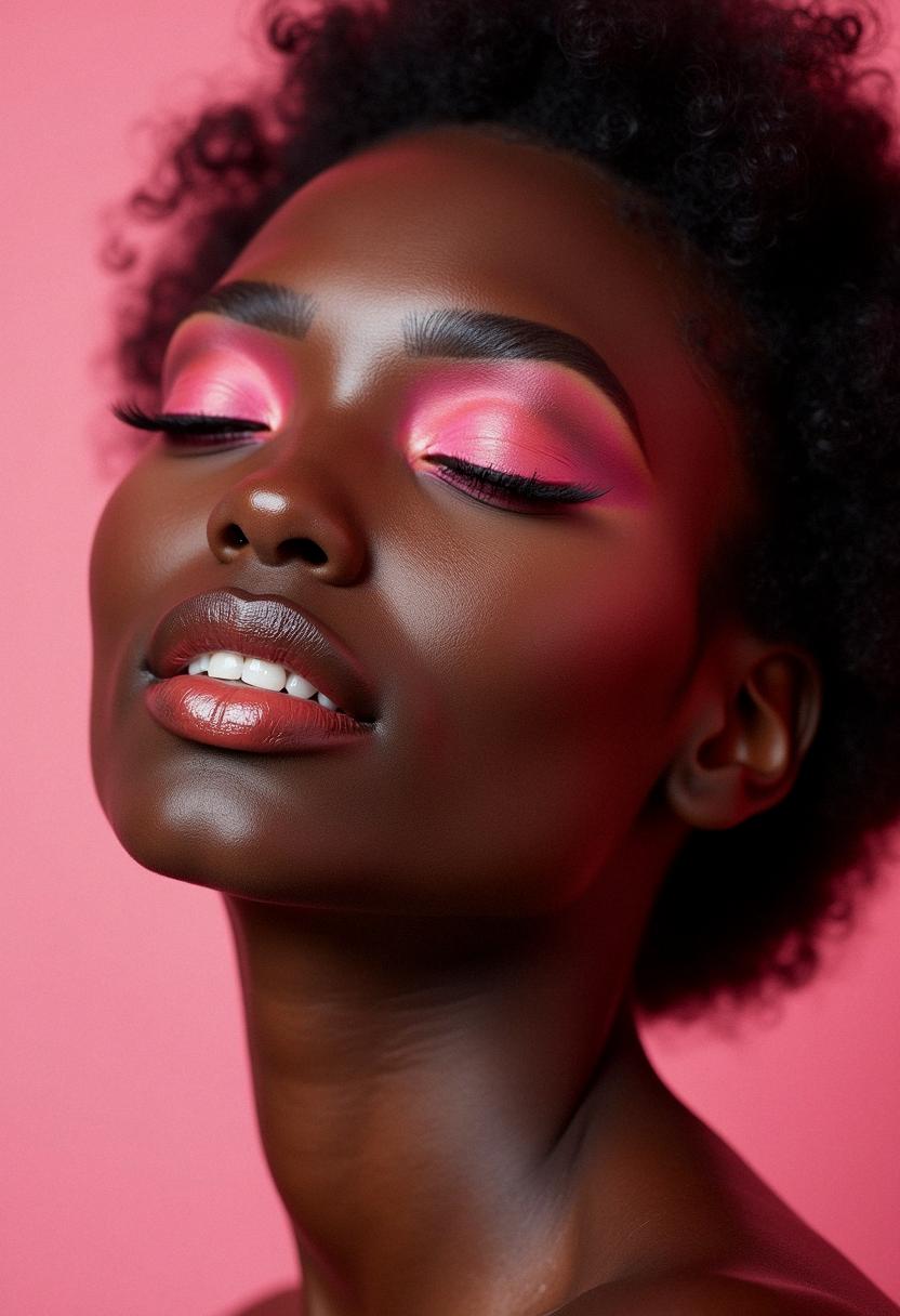 pink makeup dark skin