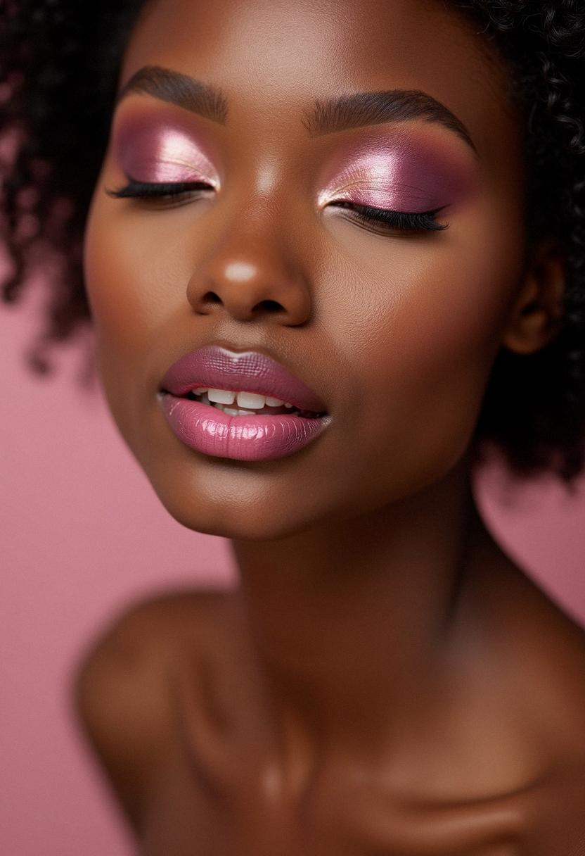 pink makeup dark skin