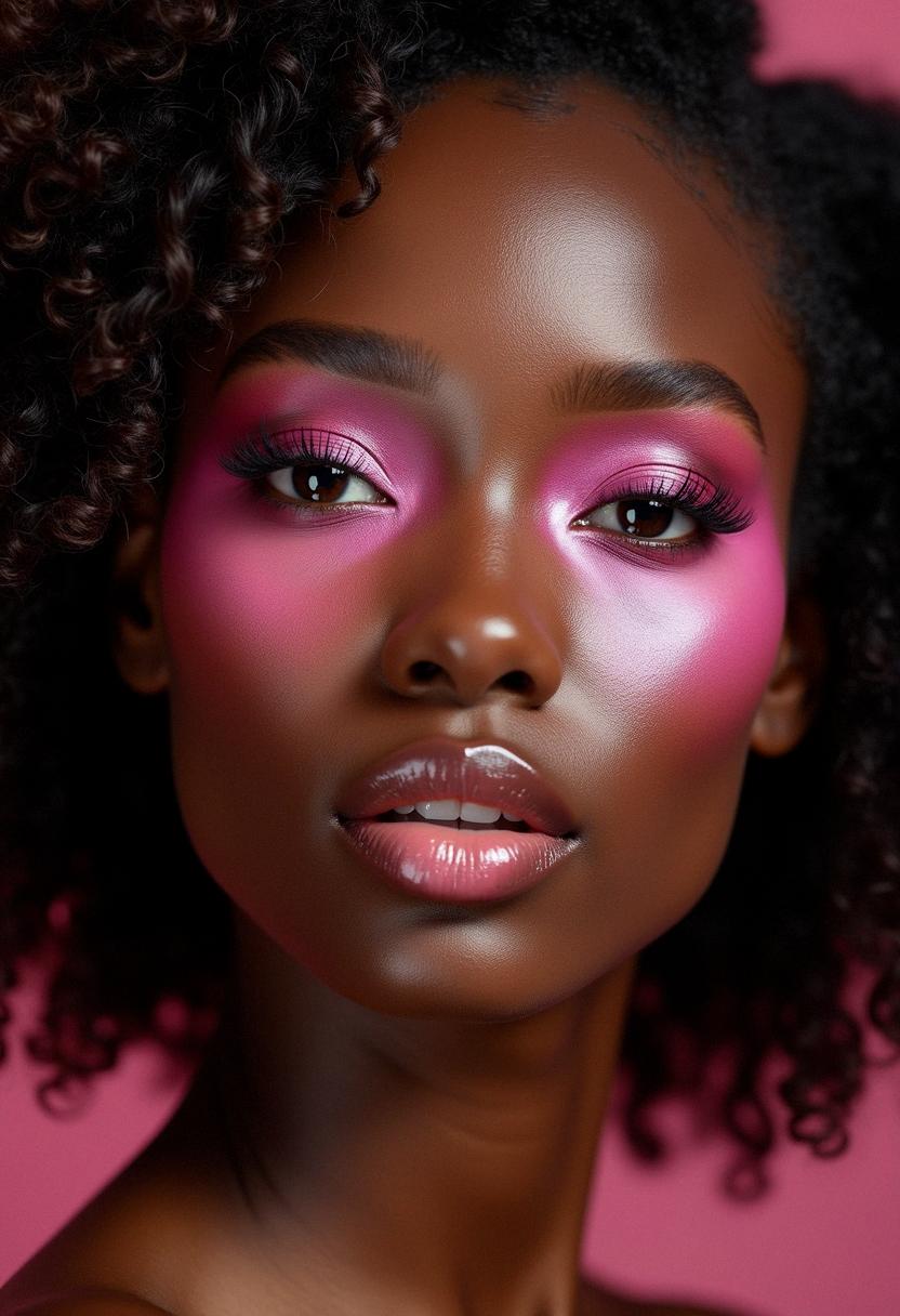 pink makeup dark skin