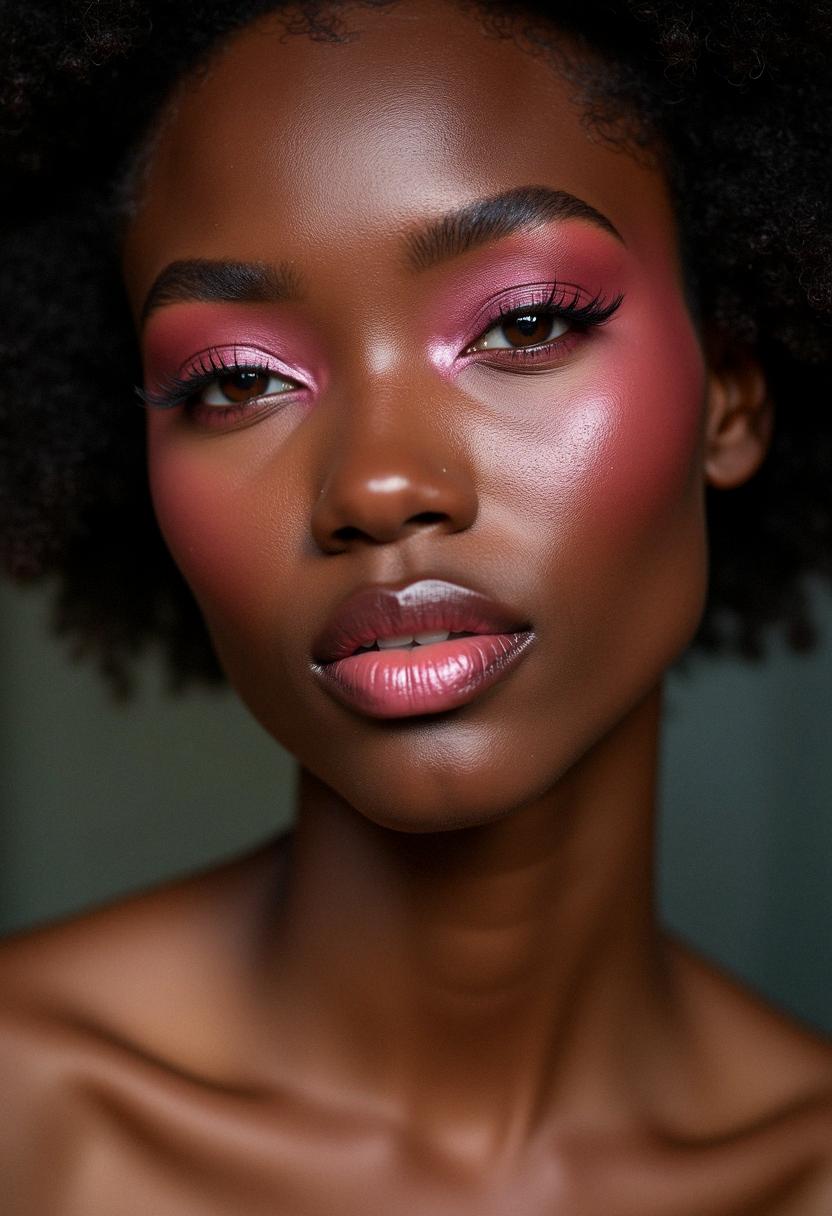 pink makeup dark skin