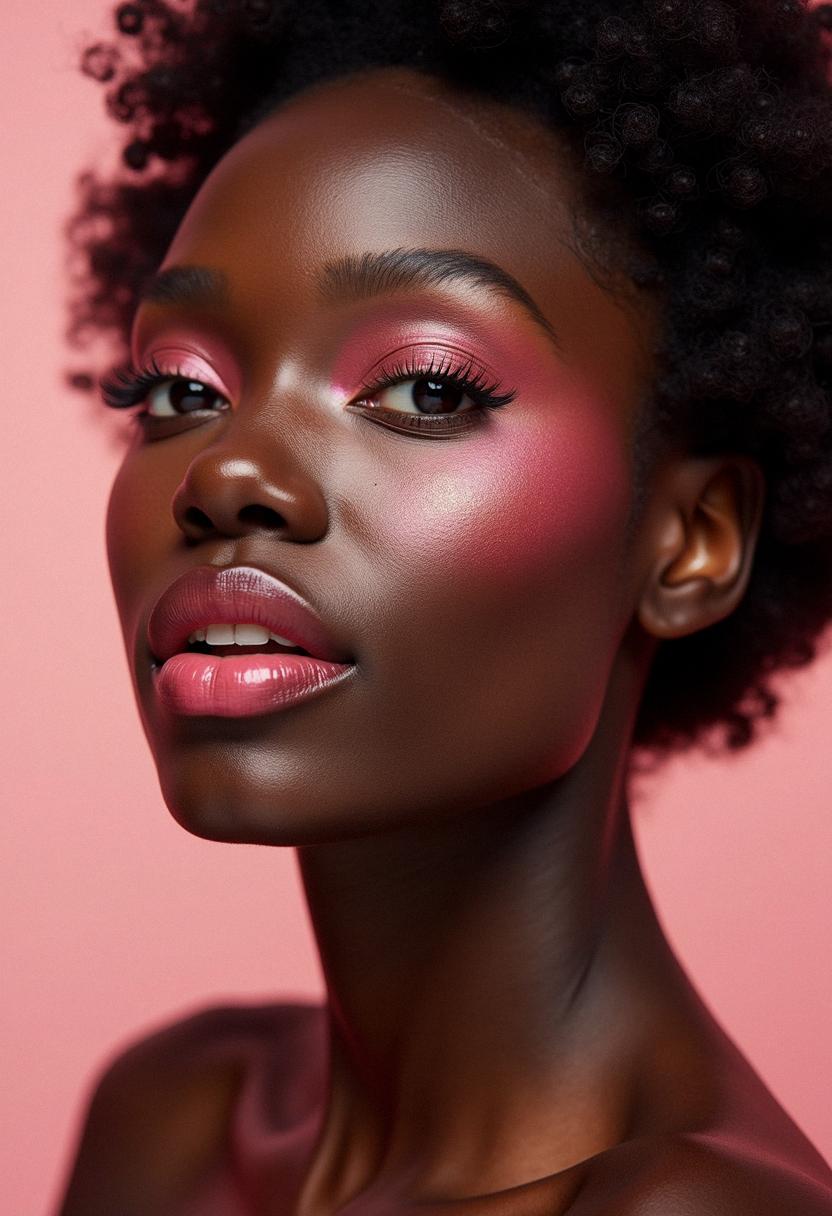 pink makeup dark skin