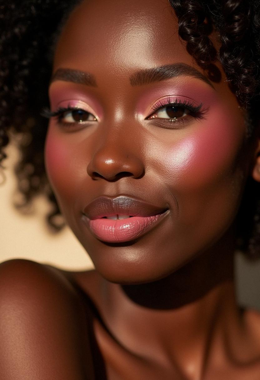 pink makeup dark skin