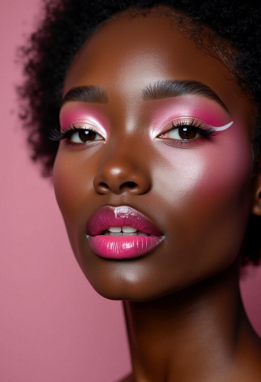 pink makeup dark skin