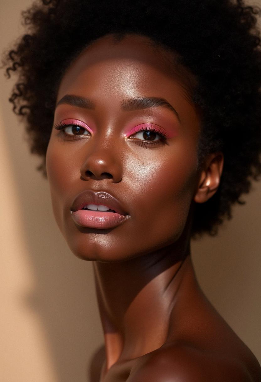 pink makeup dark skin