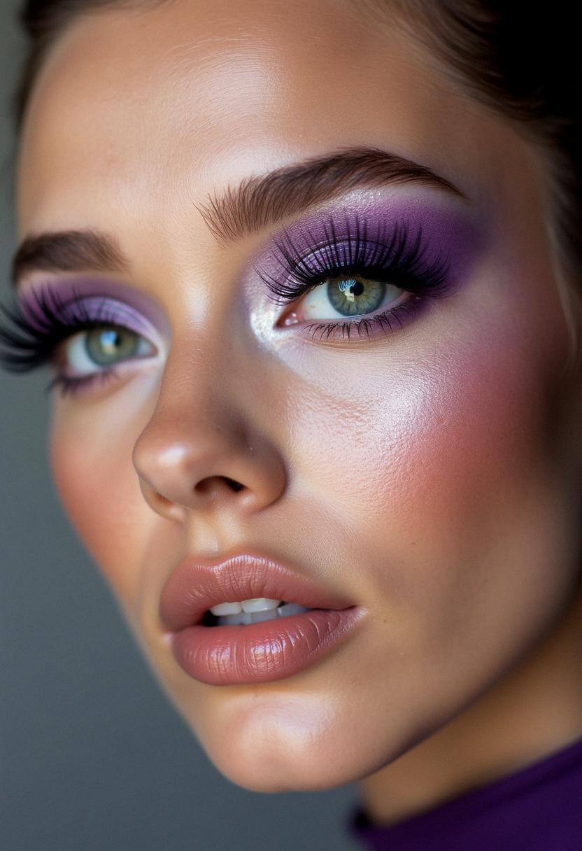 purple eye makeup green eyes