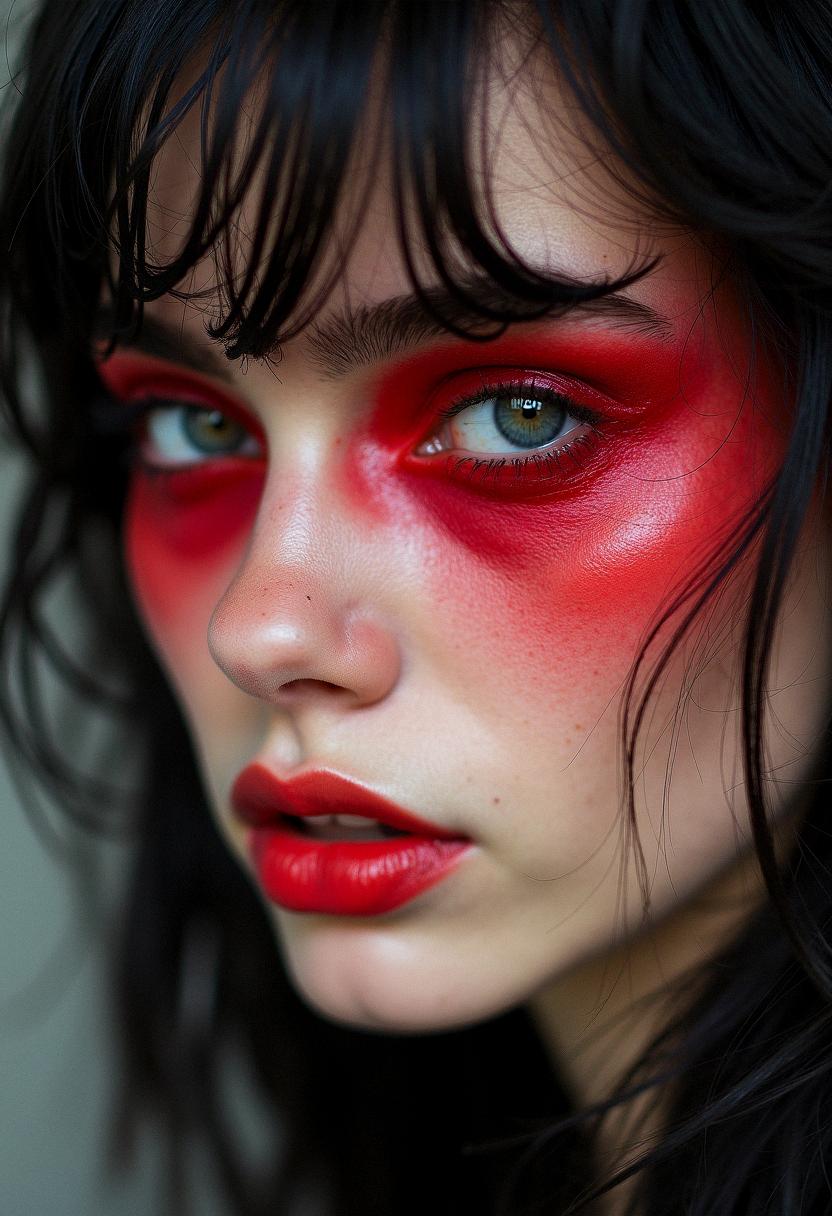 red eye makeup grunge