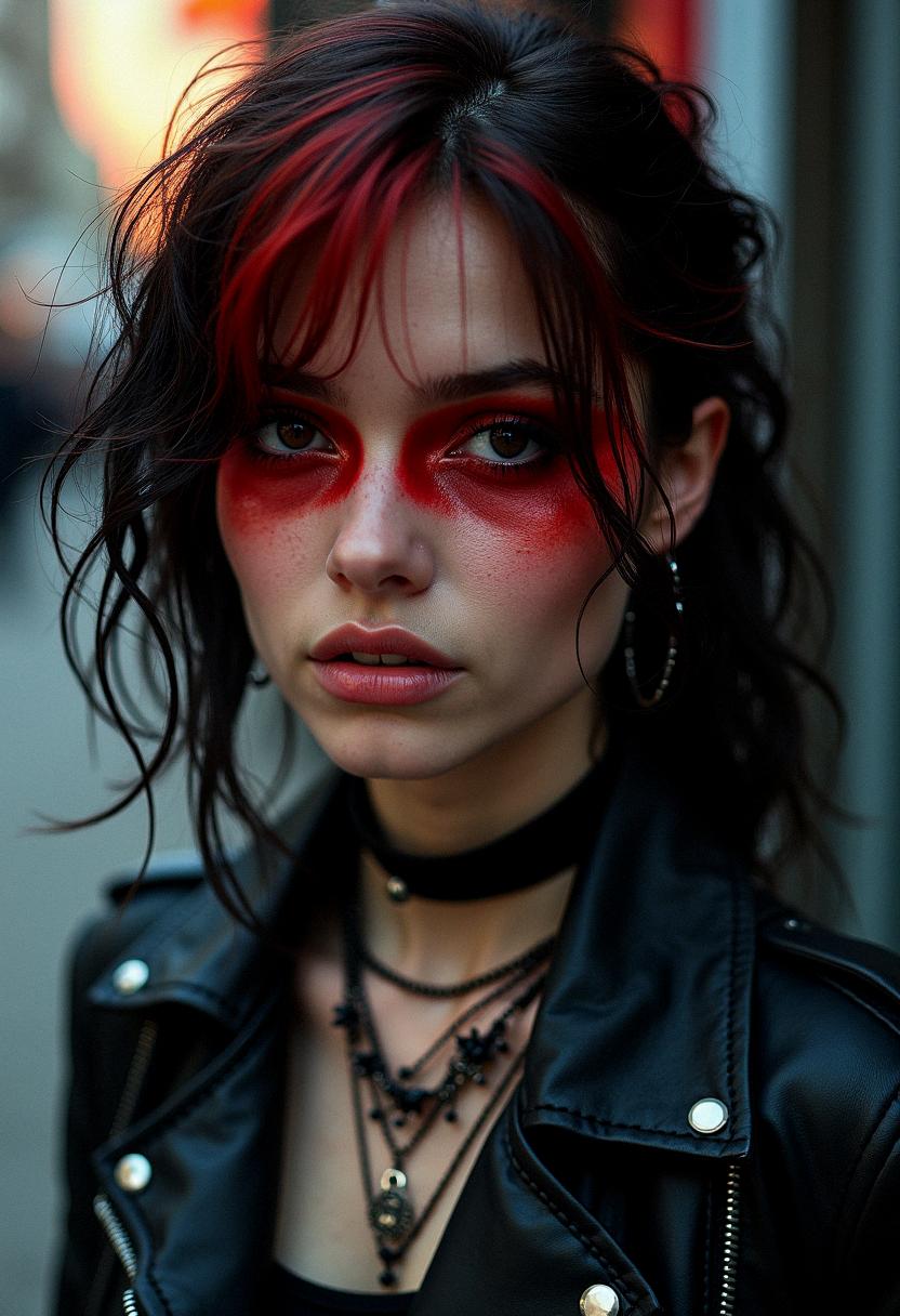 red eye makeup grunge