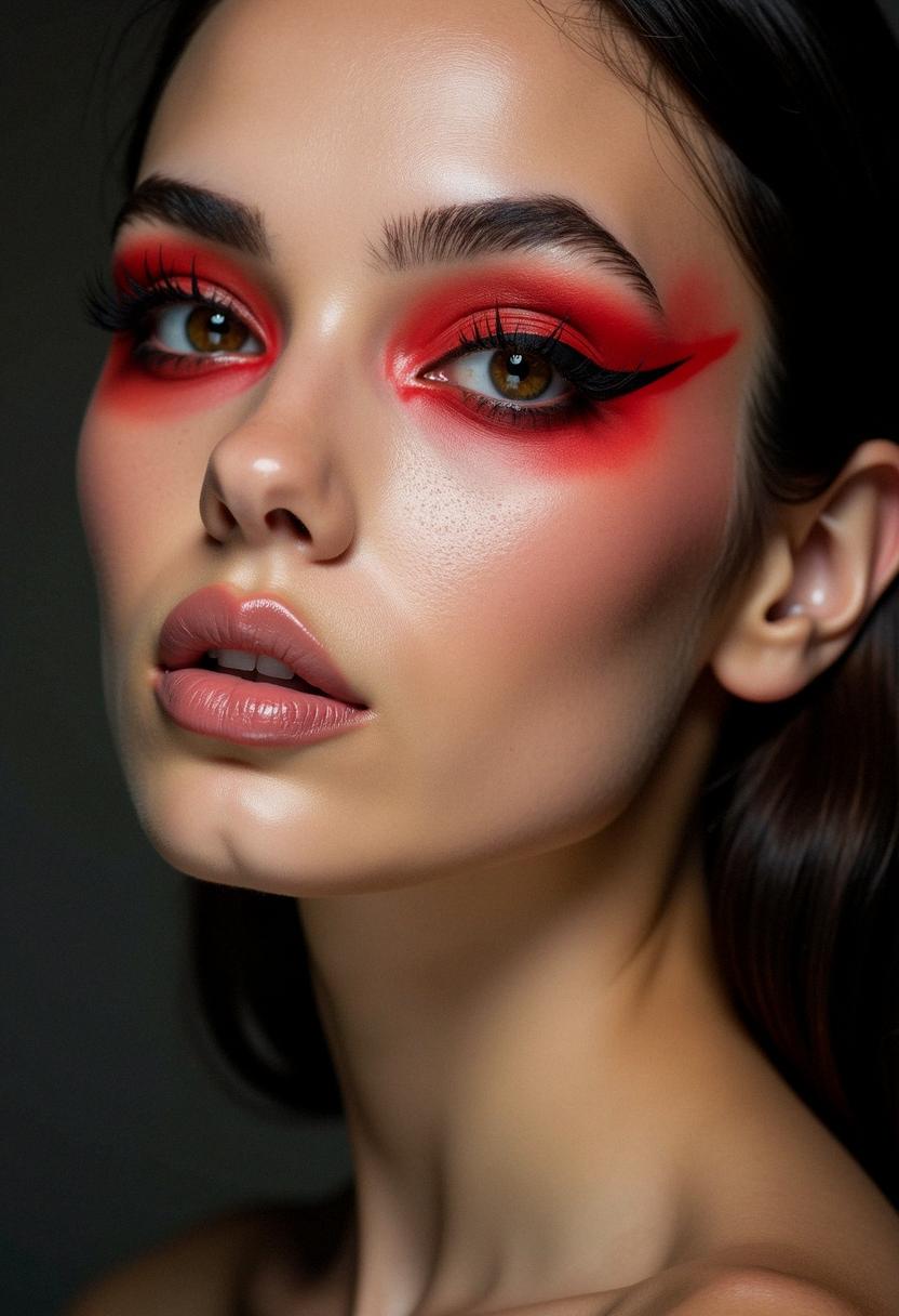 red eye makeup grunge