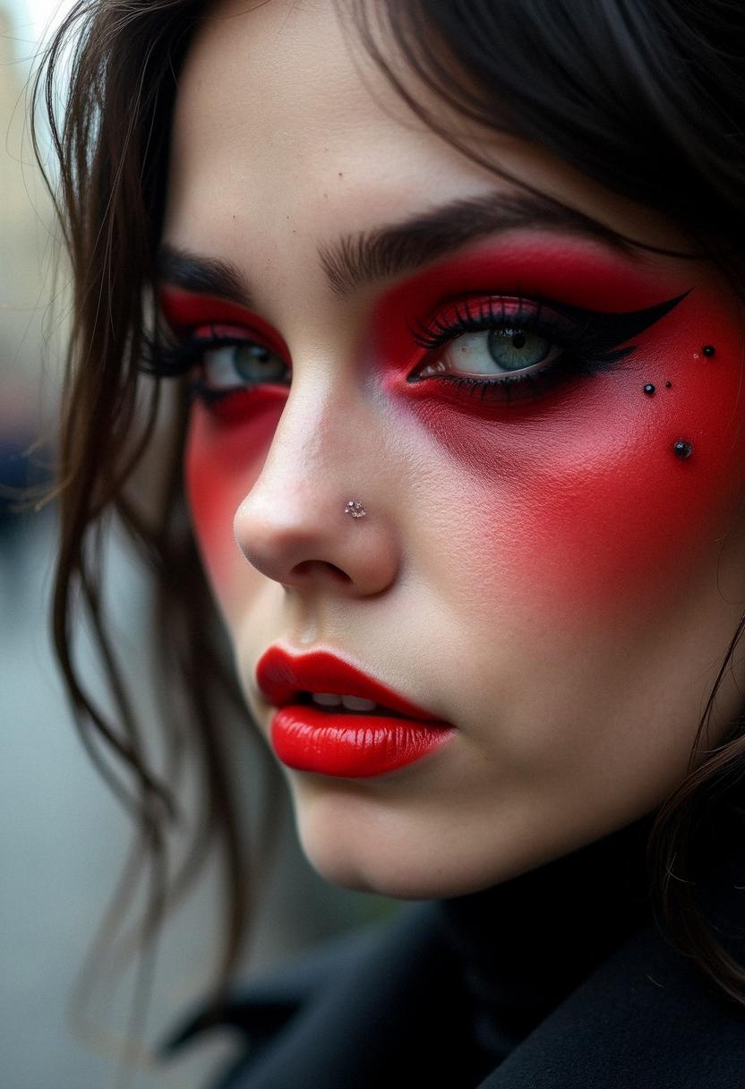 red eye makeup grunge