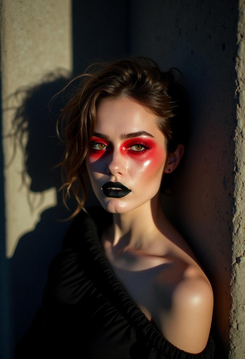 red eye makeup grunge