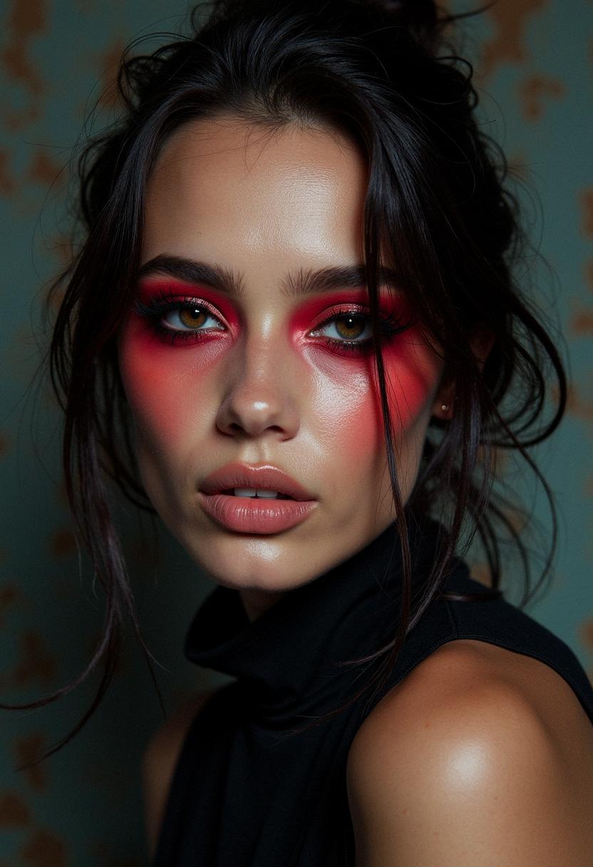 red eye makeup grunge