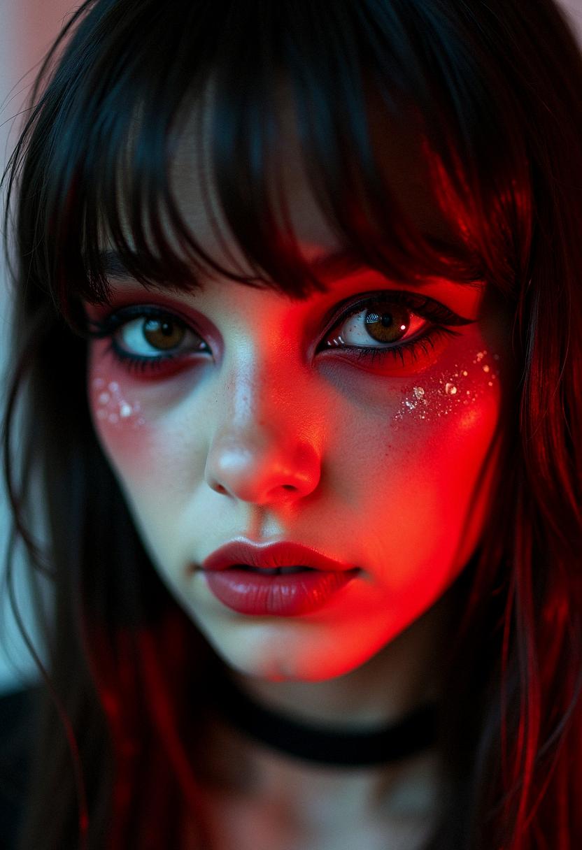 red eye makeup grunge