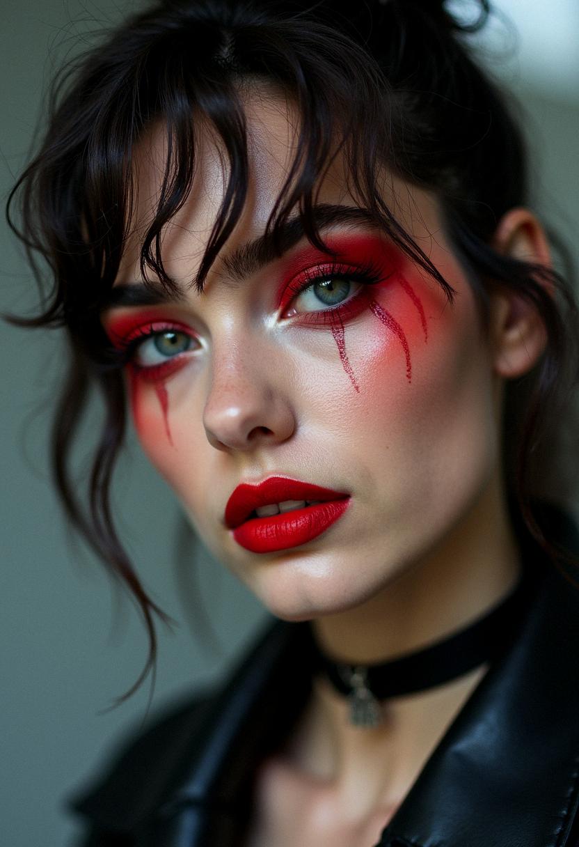 red eye makeup grunge