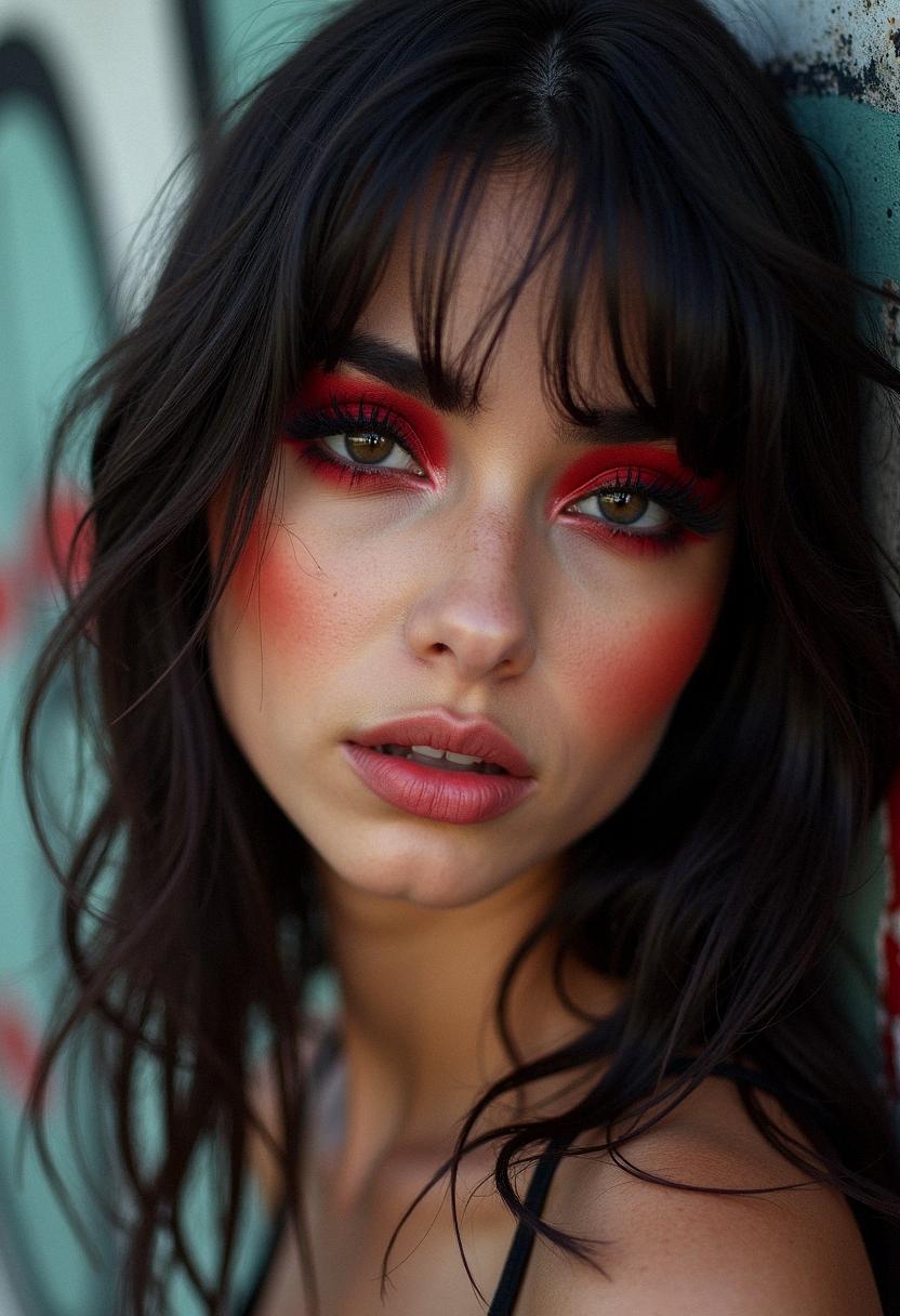 red eye makeup grunge