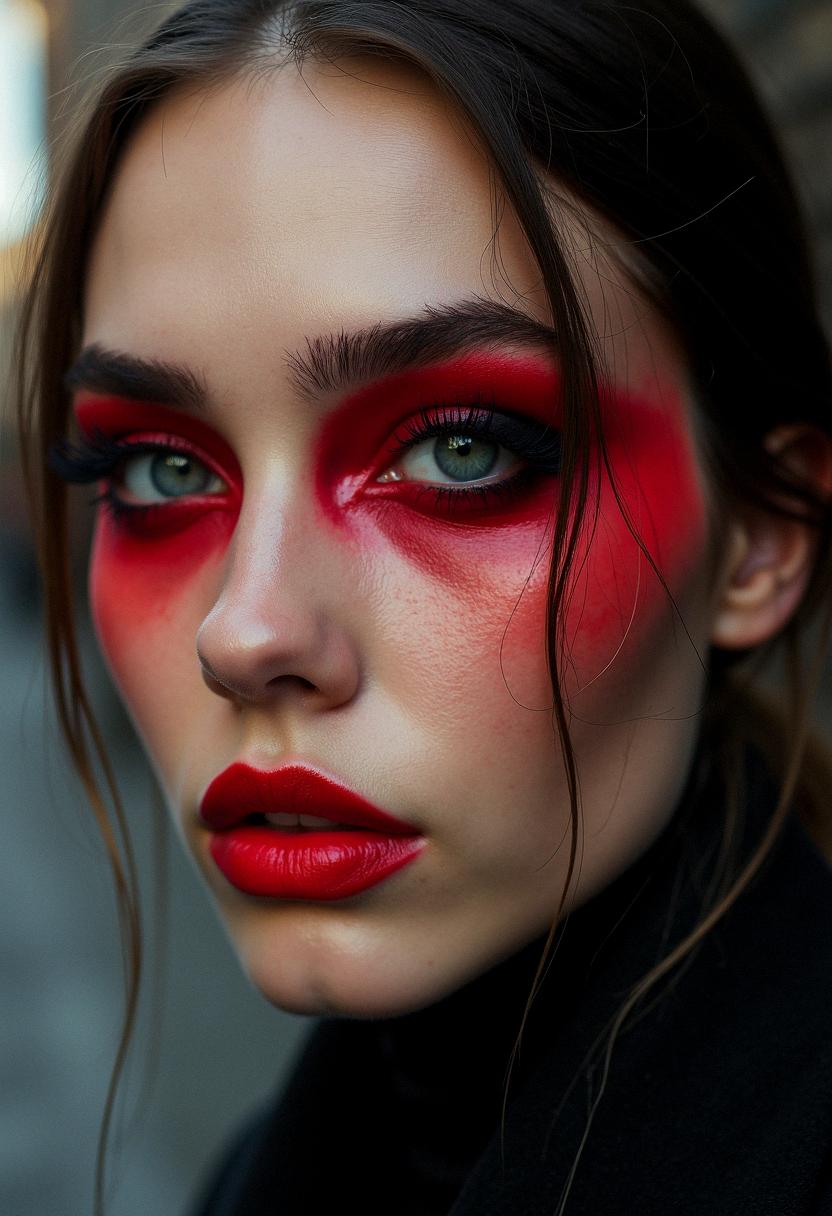red eye makeup grunge