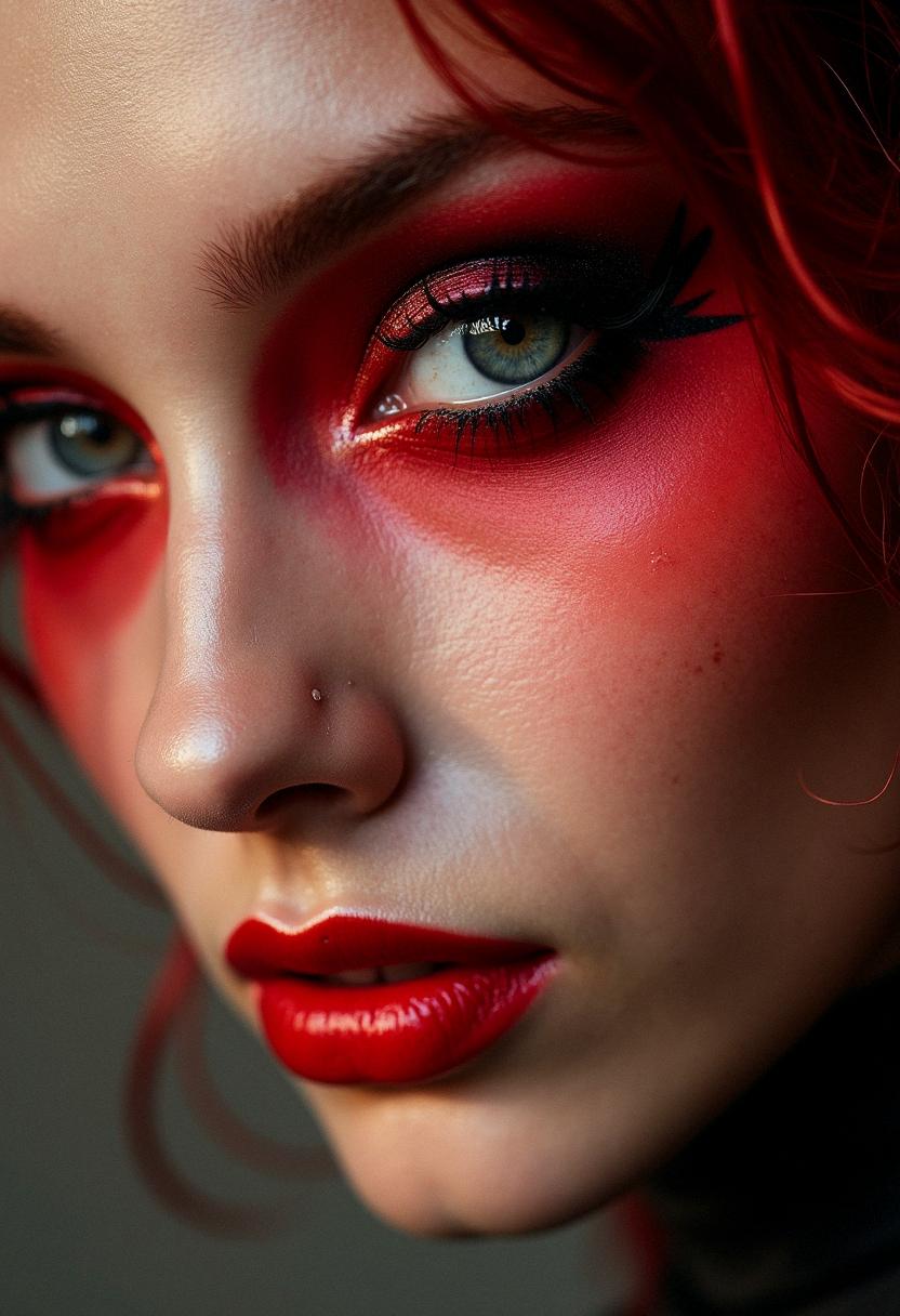 red eye makeup grunge