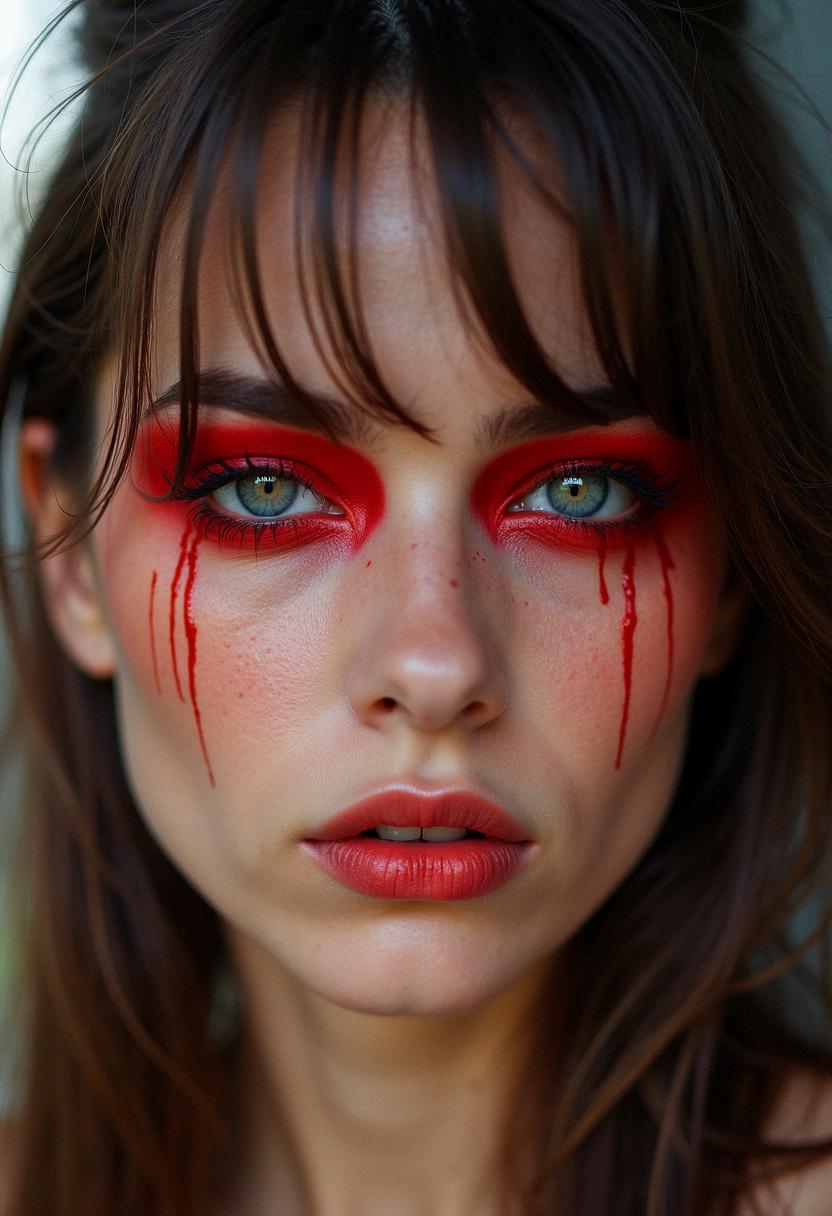 red eye makeup grunge