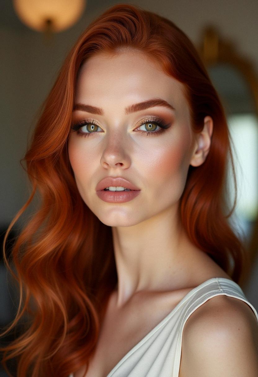 red hair brown eyes makeup