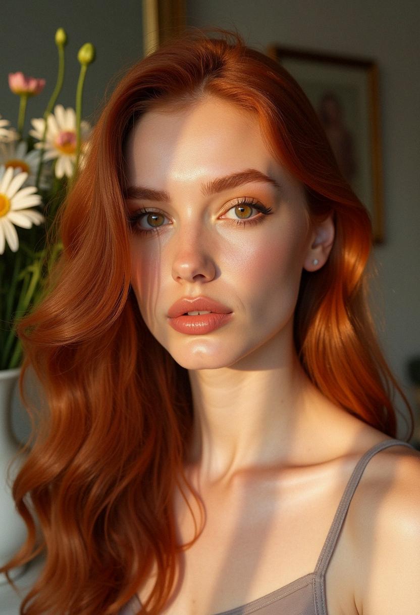 red hair brown eyes makeup