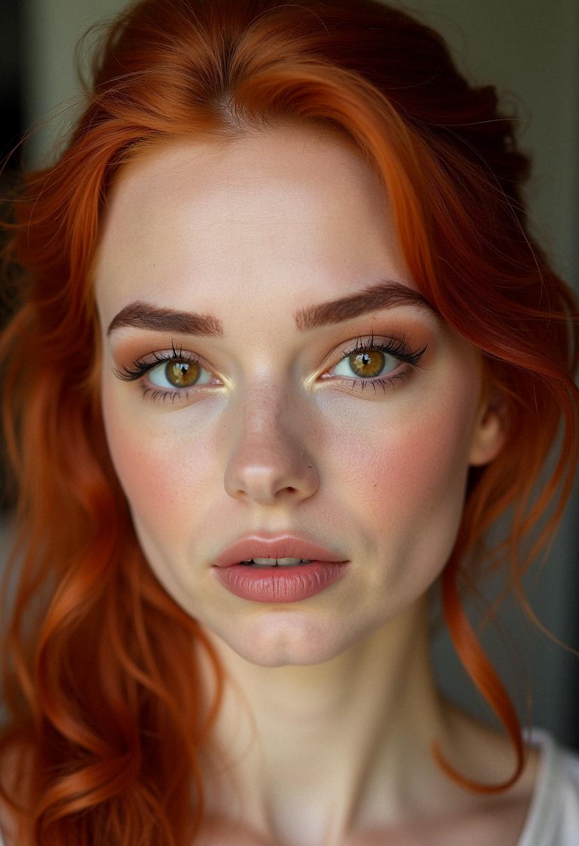 red hair brown eyes makeup
