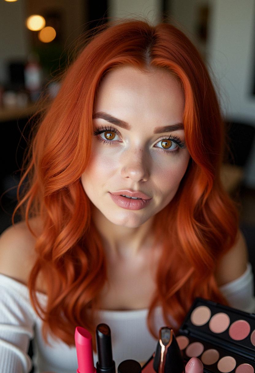 red hair brown eyes makeup