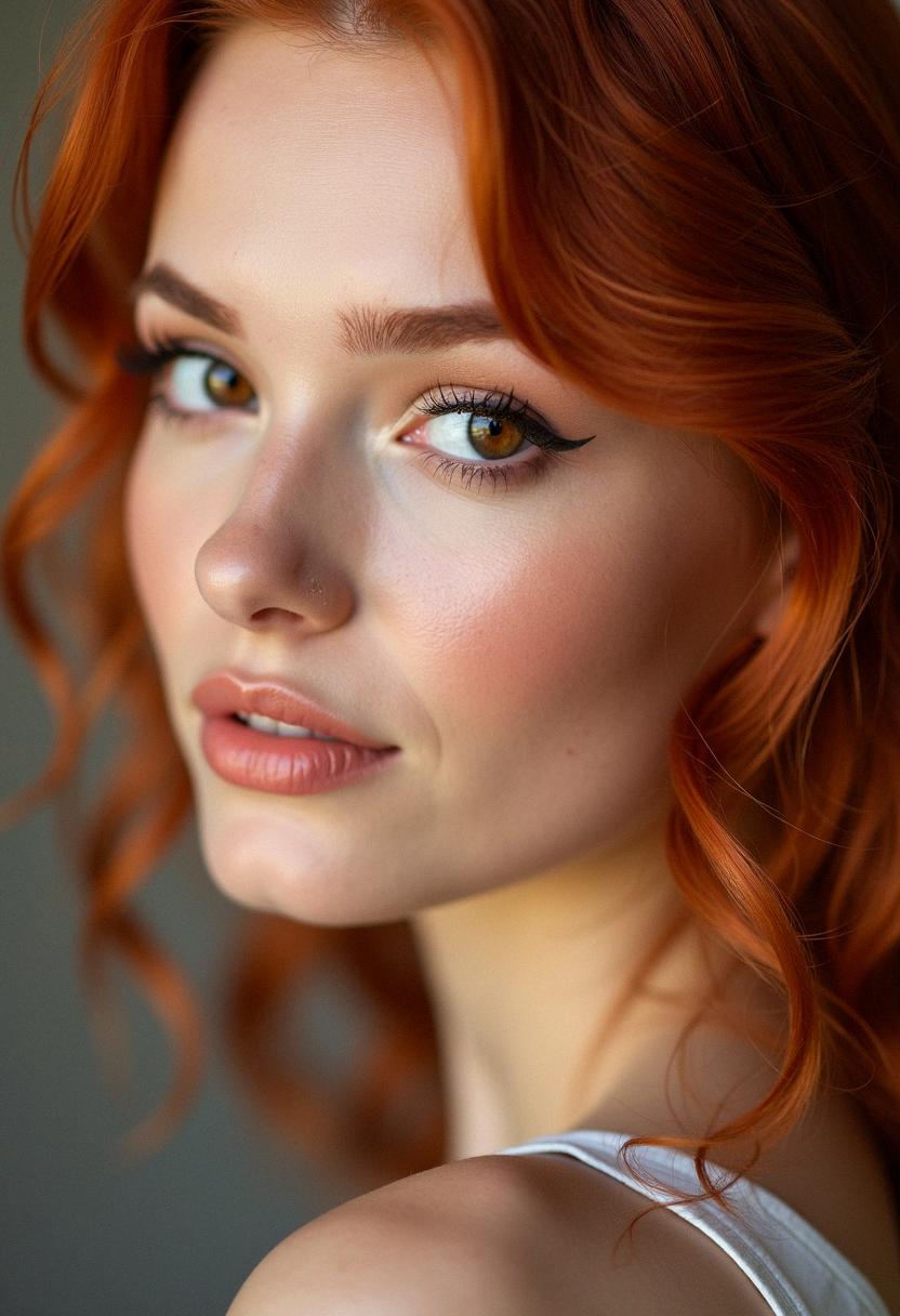 red hair brown eyes makeup