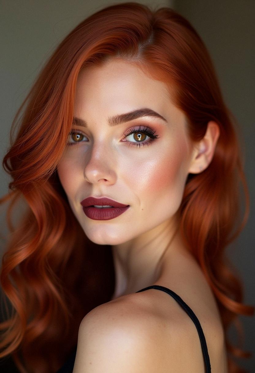 red hair brown eyes makeup