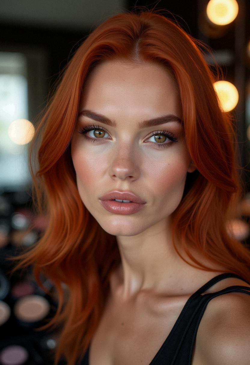 red hair brown eyes makeup