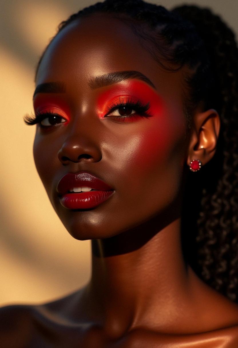 red makeup black skin