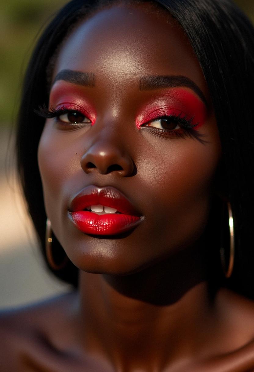 red makeup black skin